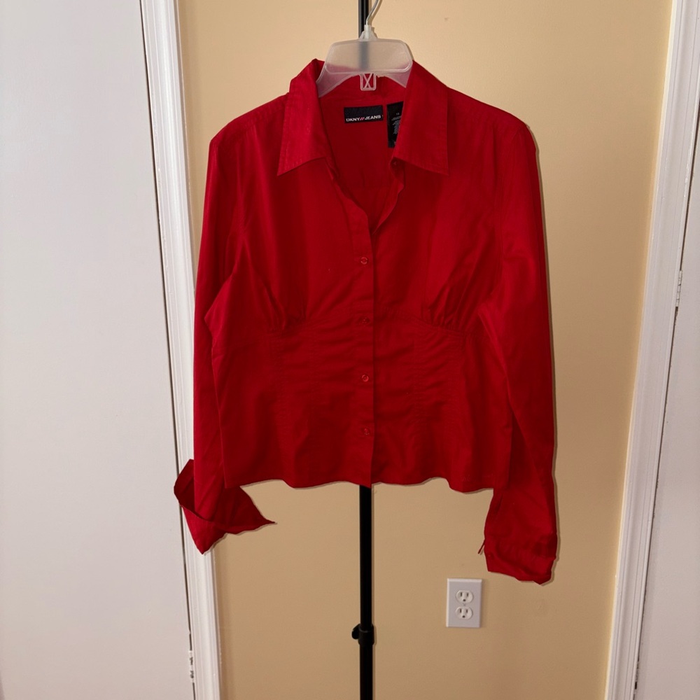 Dkny Jeans Red Button Down Shirt - image 2